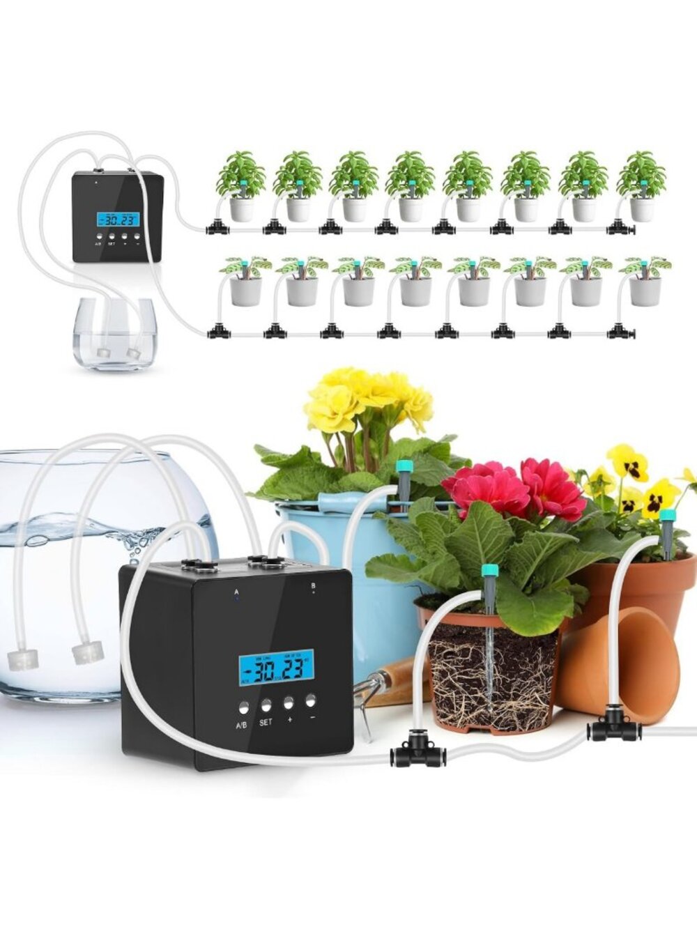 Programmable Indoor Plant Watering System | Automatic Drip Irrigation Kit for 20